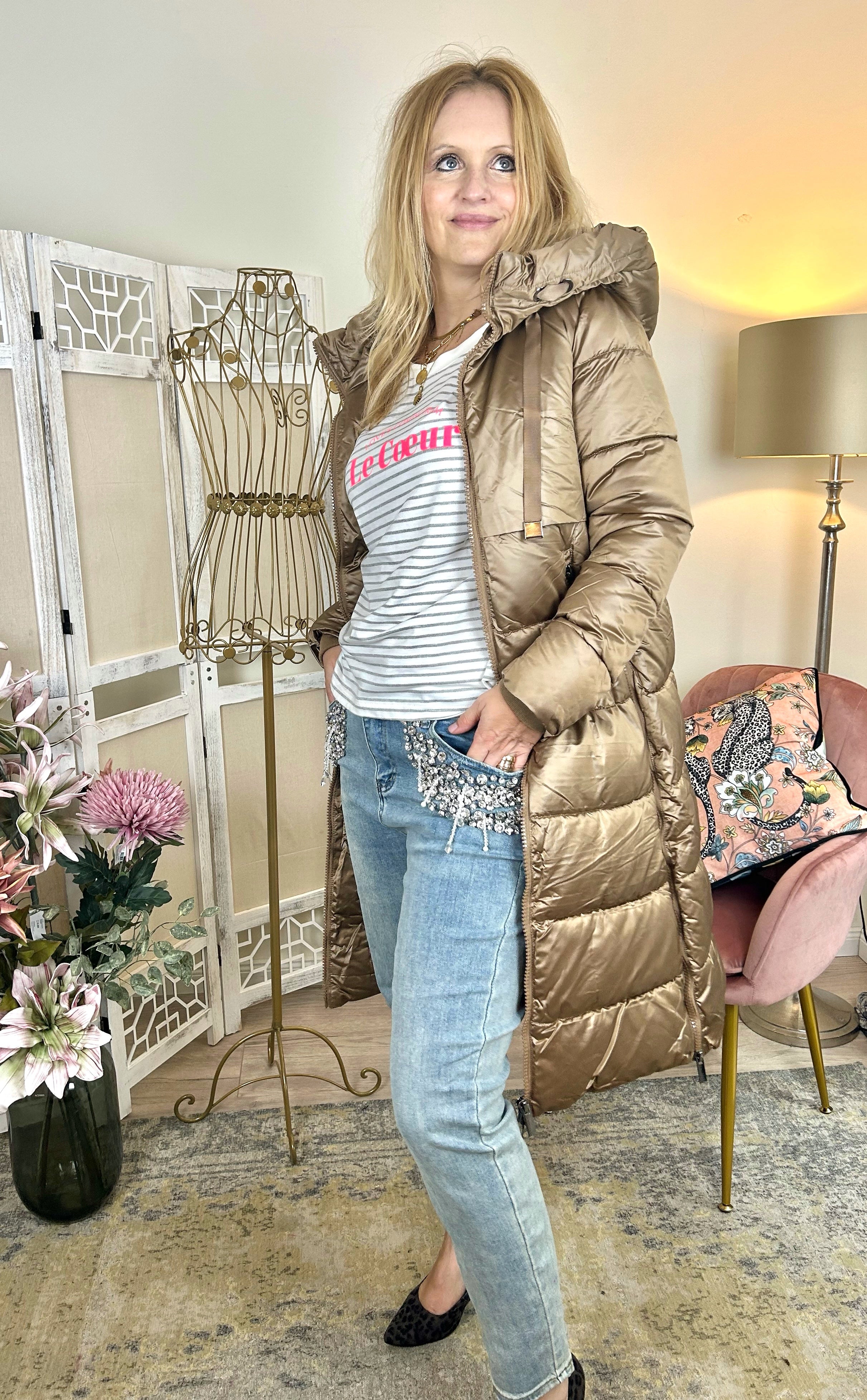 Wintermantel in Camel