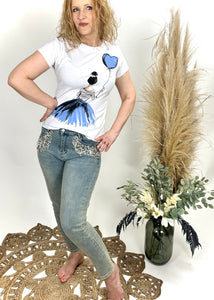 Jeans mit Glitzersteinen Gr. 28/29/30