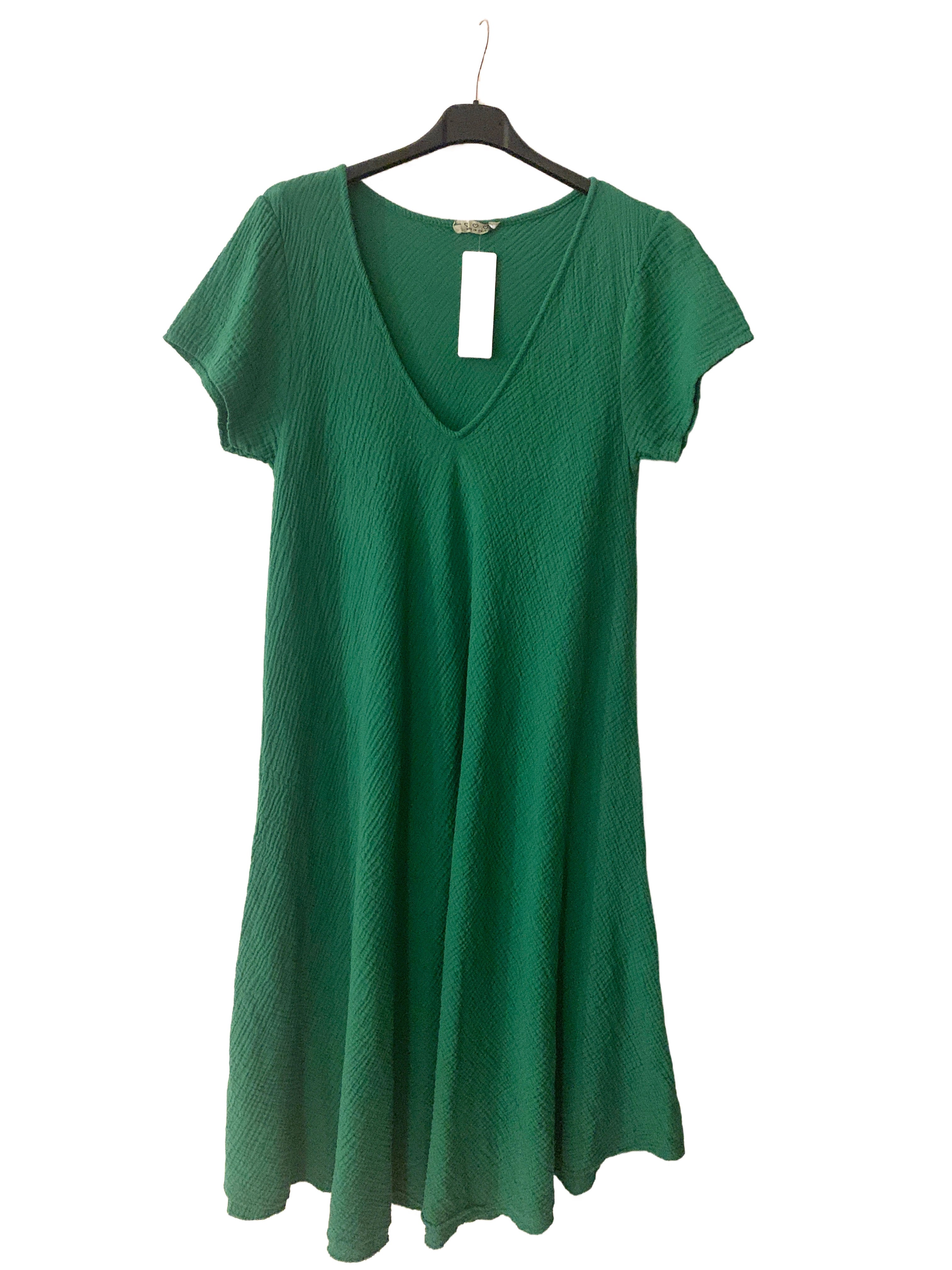 Musselin Kleid Midi, mit V-Ausschnitt, in versch. Farben