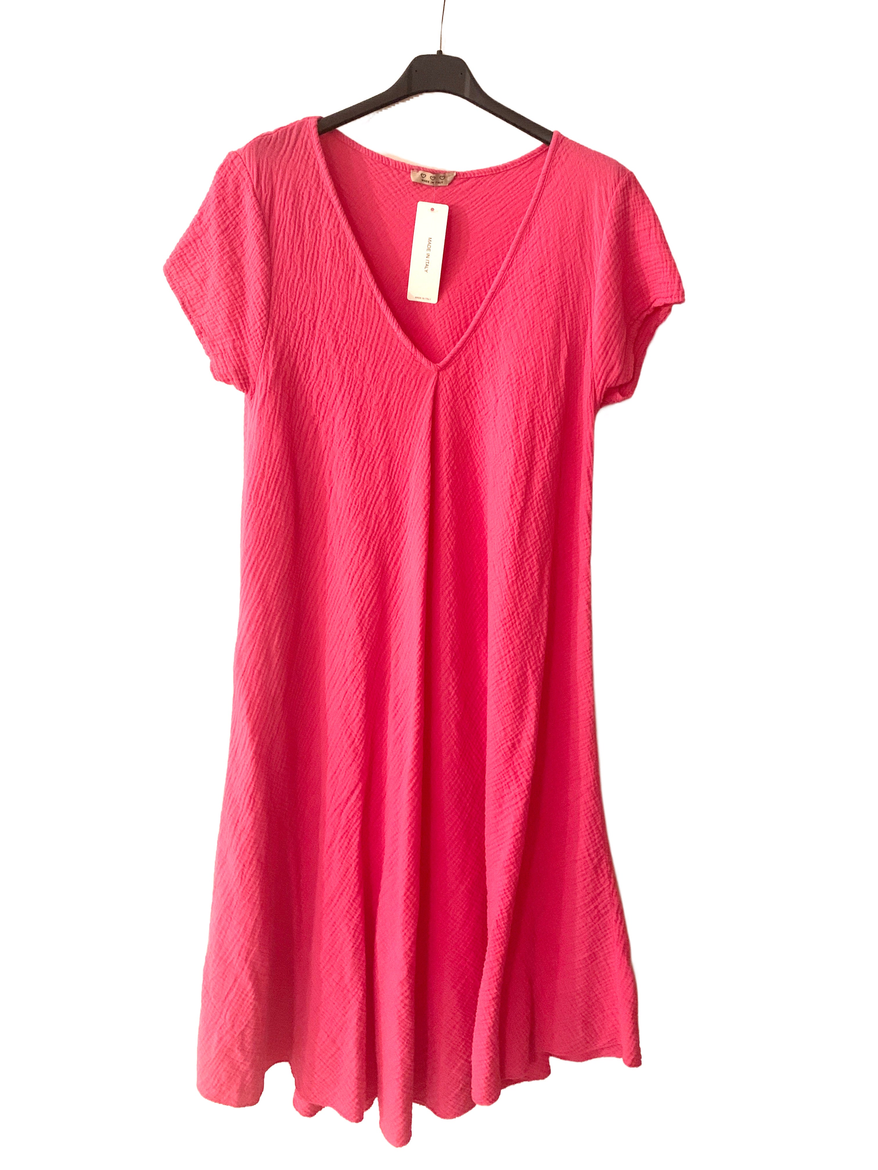 Musselin Kleid Midi, mit V-Ausschnitt, in versch. Farben