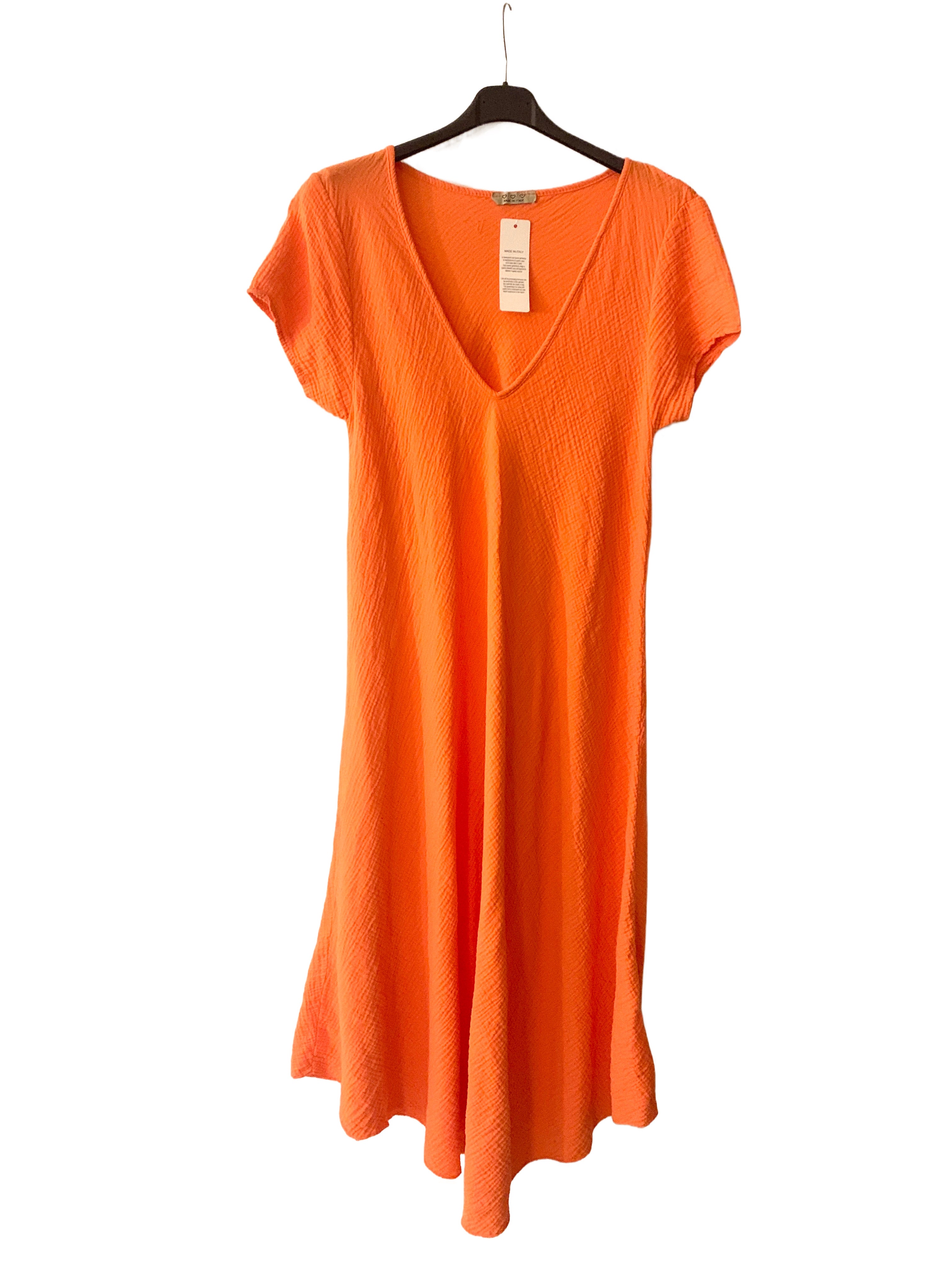 Musselin Kleid Midi, mit V-Ausschnitt, in versch. Farben