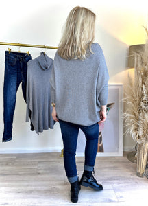 Feinstrickpullover Oversized in Grau