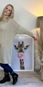 Longpullover/ Strickkleid in Beige-Gelb